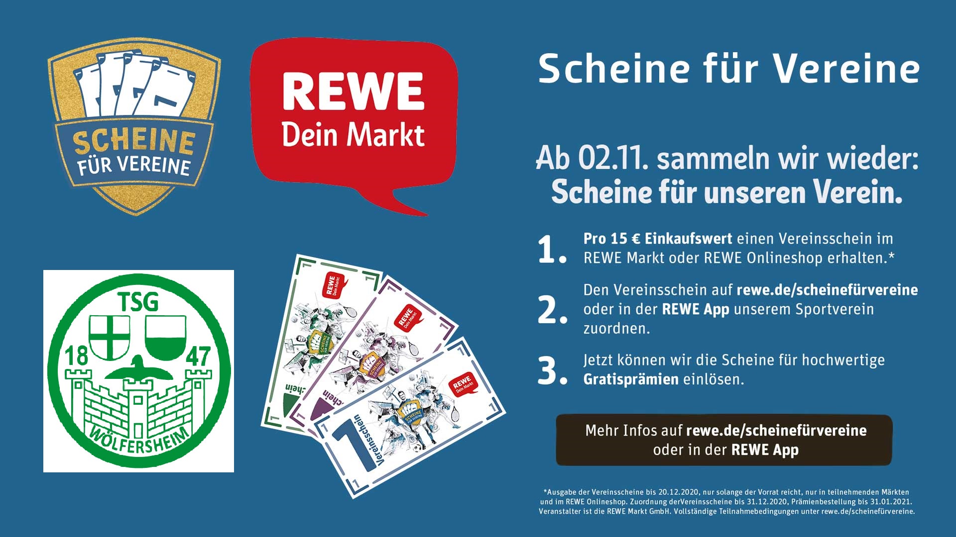 Scheine für Vereine - Rewe unterstützt Breitensport